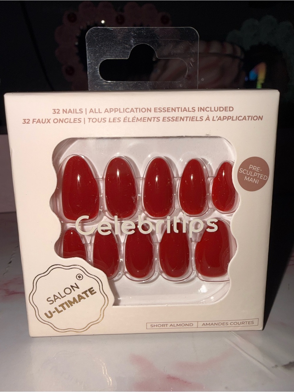 Celebritips Red Short Almond Press-On Nails